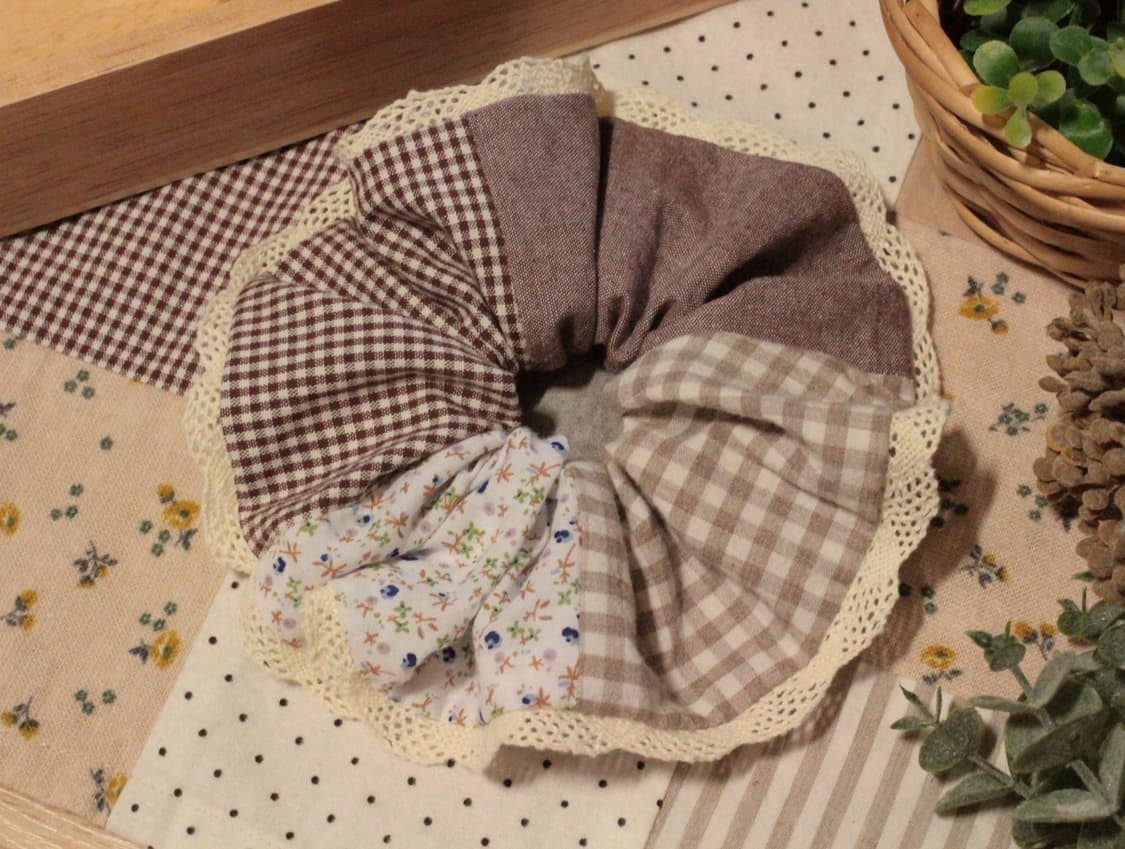 핸드메이드 패치워크 레이스 스크런치 상품이미지5