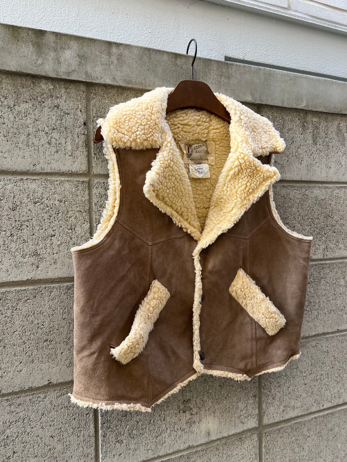 1980s OZARK AMERICAN 스웨이드레더 쉐르파베스트 상품이미지3