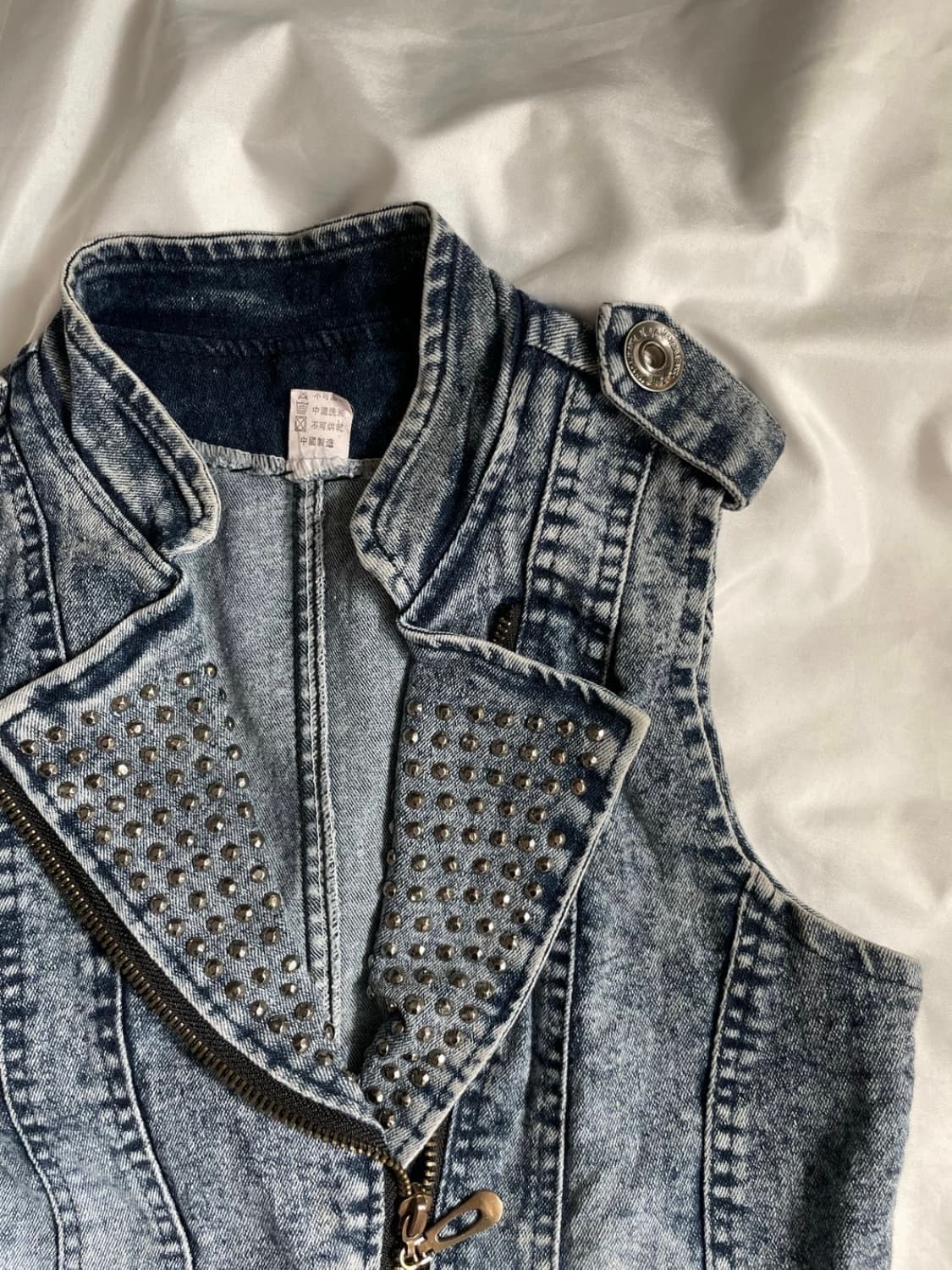 빈티지 데님 딱붙 라이더 베스트 상품이미지2