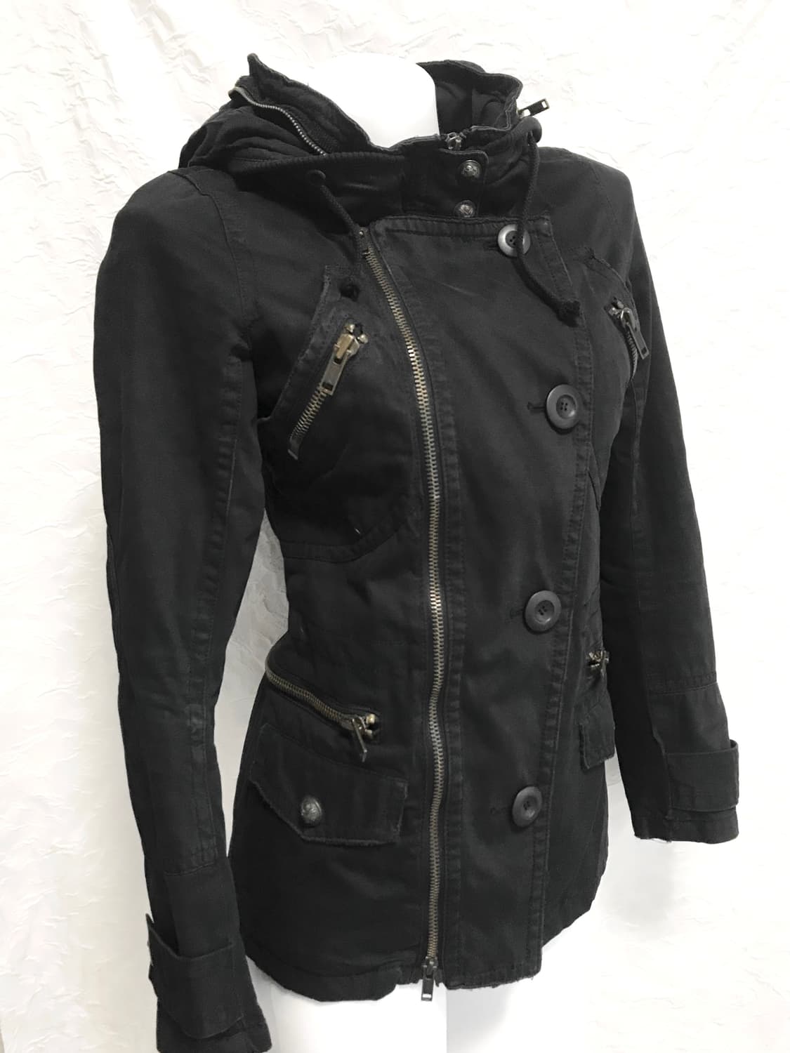 빈티지 y2k 펑크 지퍼 디테일 하이넥 후드 점퍼 자켓 상품이미지2