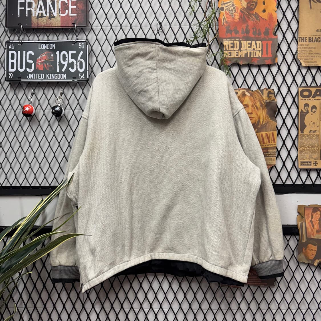 아디다스 리버시블 나일론 후드 아노락 하프 집업 디테일 블랙 화이트 상품이미지6