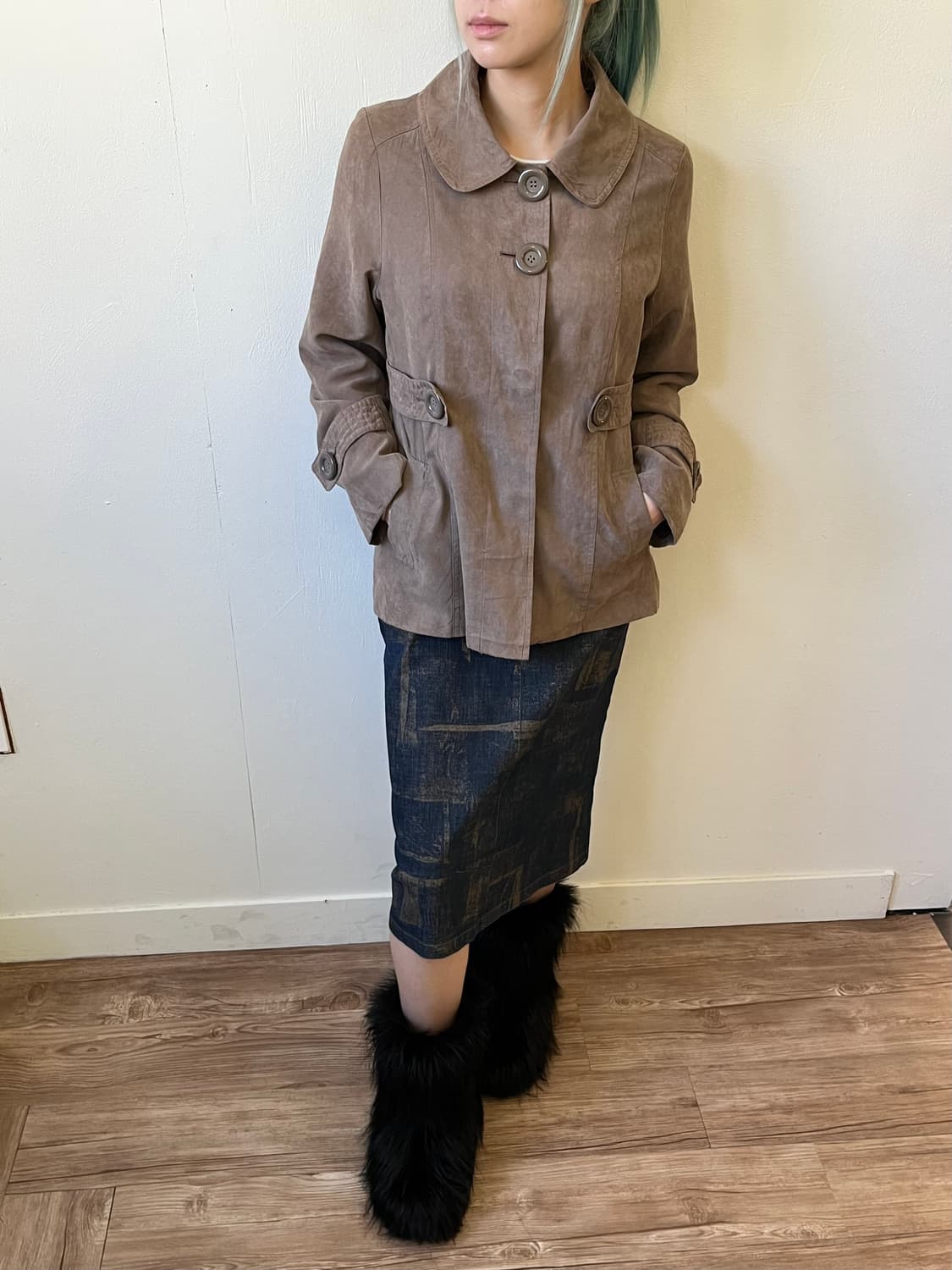 Aller Bien 스웨이드 도트 버튼 자켓 상품이미지6