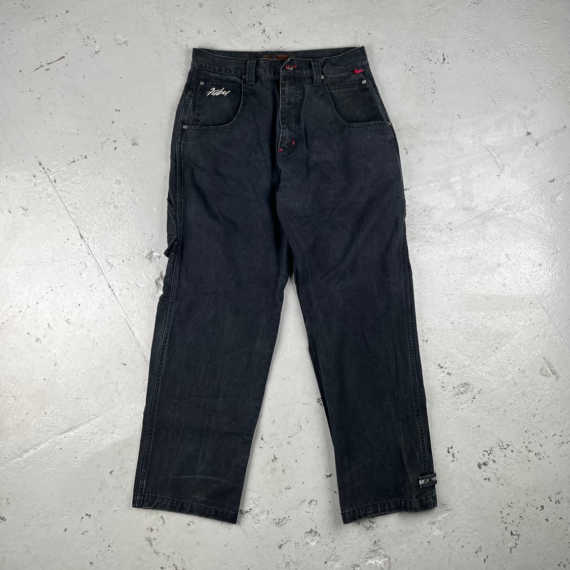 빈티지 Fubu 더 콜렉션 리플렉티브 로고 카펜터 데님 팬츠 블랙 상품이미지2