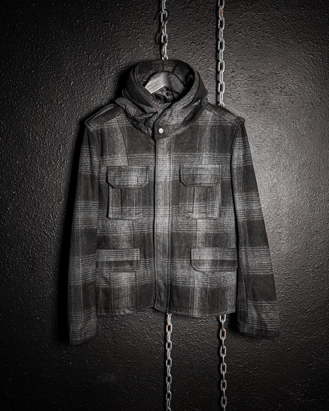 EVOLUTION – Gray Check Hooded Jacket 상품이미지3