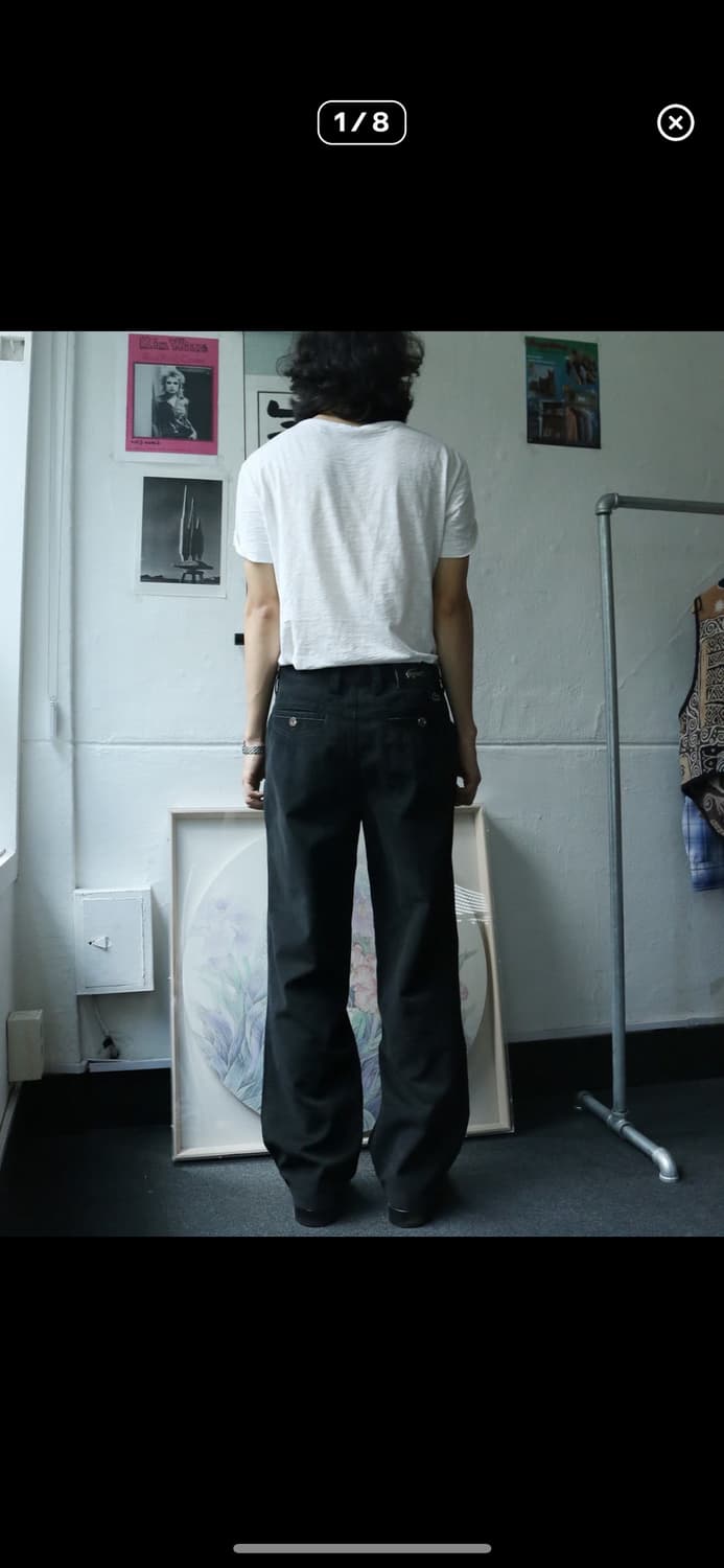 라코스테 블랙 와이드 팬츠 상품이미지1