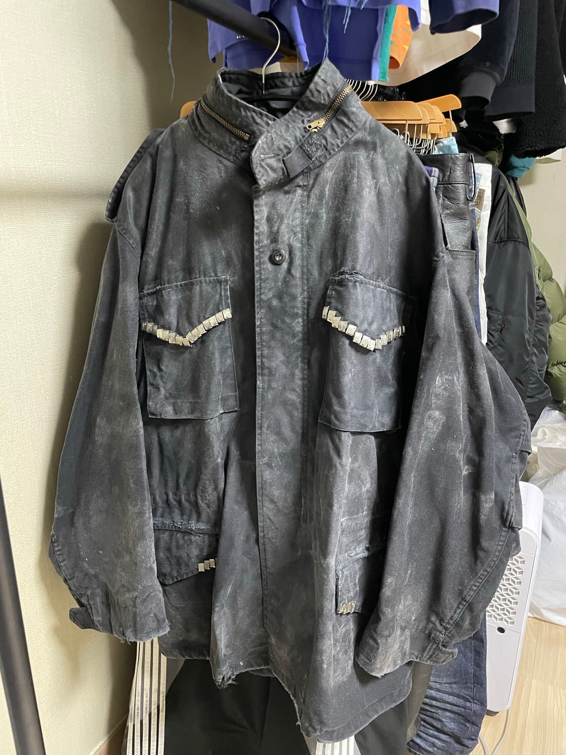 waxed black distressed m65 field jacket 상품이미지1