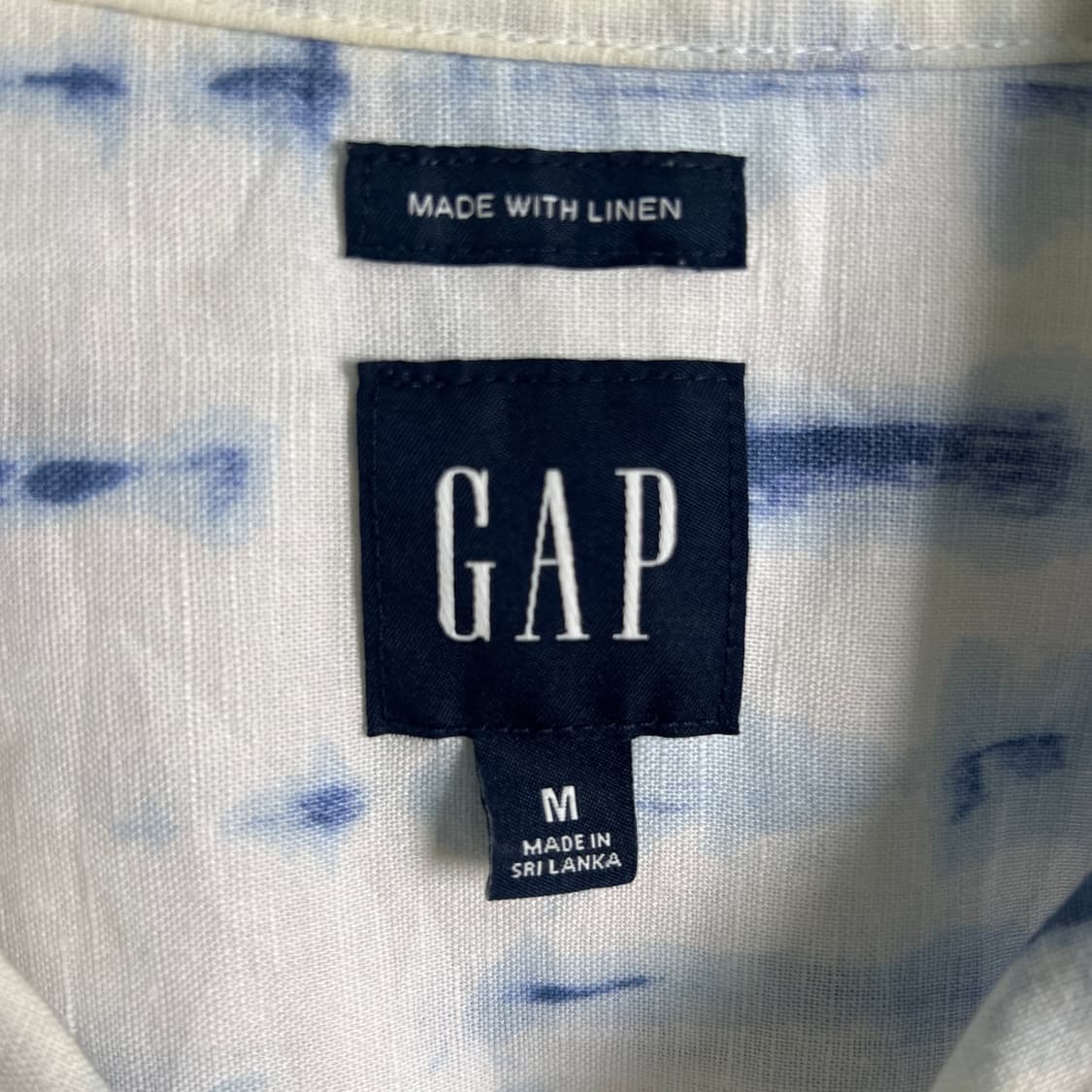 Gap 갭 블루 타이다이 린넨 반팔 셔츠 M 상품이미지4