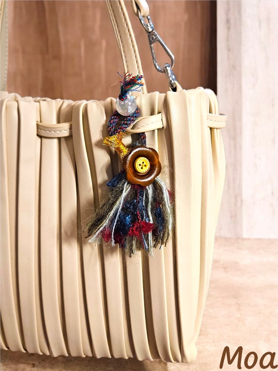 우드 버튼 빈티지 텍스쳐 태슬 참 상품이미지1