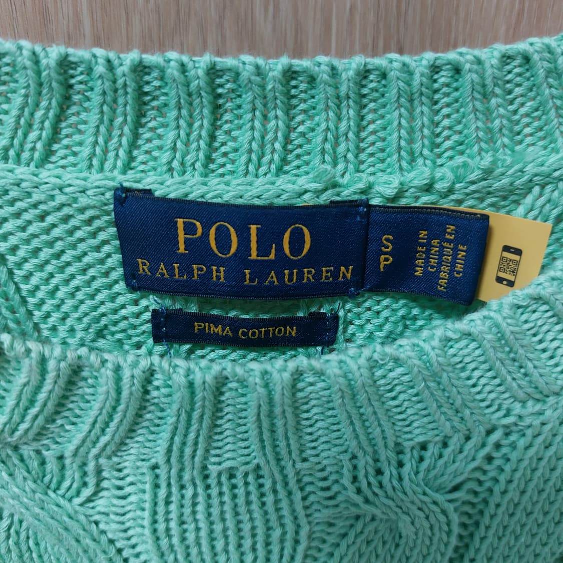 (정품) 폴로 랄프 로렌 꽈배기 케이블 반팔 니트 그린 연두 상품이미지5