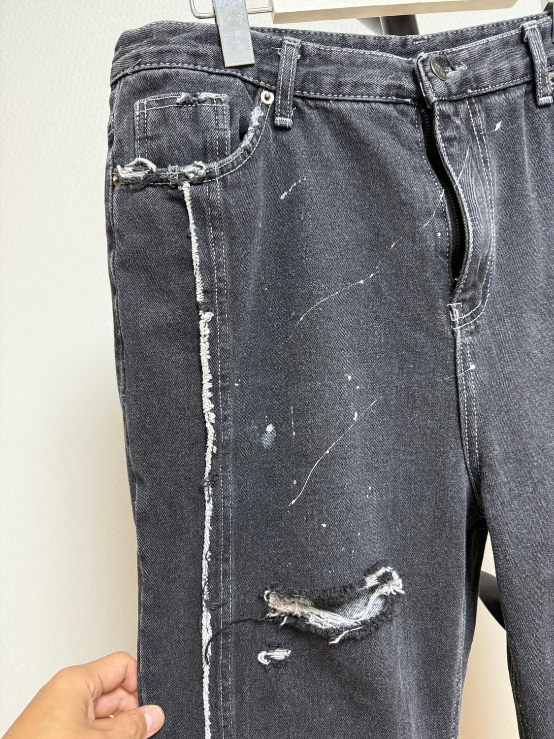 빈티지 와이드 플레어 블랙진 상품이미지4