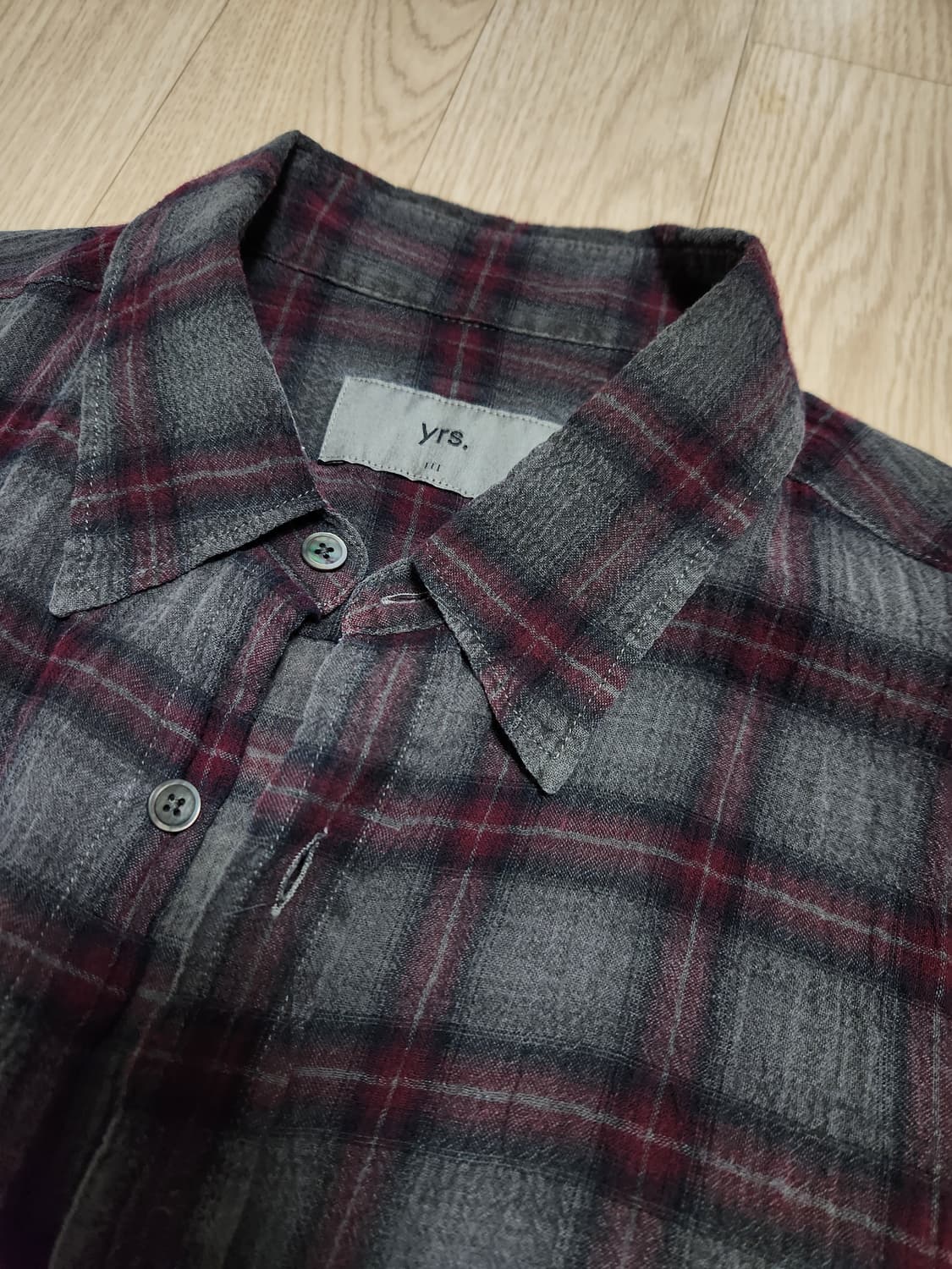 3(L) 이얼즈어고 더티 워시드 포이카 셔츠 더스티 블랙 레드 상품이미지3