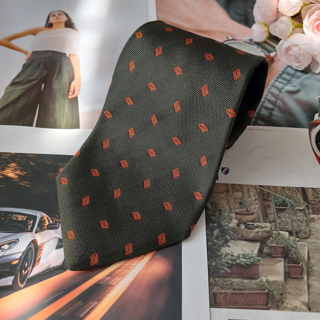 브룩스브라더스 실크 다크그린 다이아 넥타이 10cm A등급 A18869
 상품이미지2