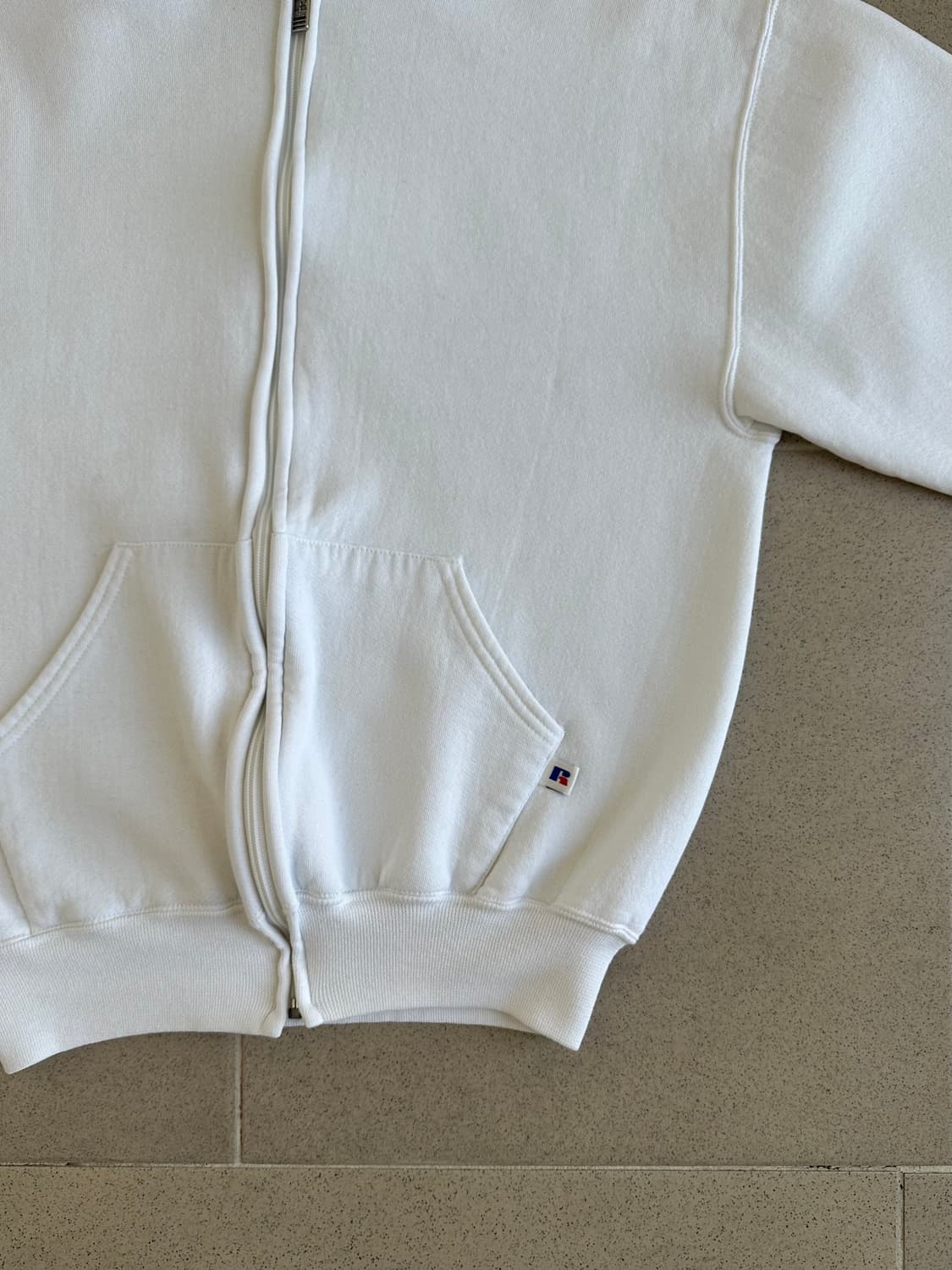 90s 빈티지 러셀 후드집업 화이트 M USA 상품이미지3