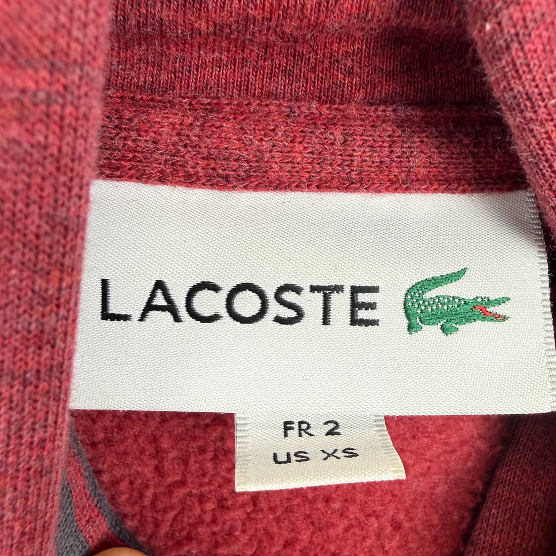 (XS) 라코스테 크록 코튼 플리스 후드 집업 자켓 버건디 상품이미지3