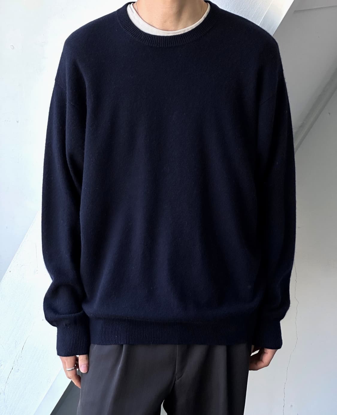 'Pure cashmere' wide design crew knit 상품이미지7