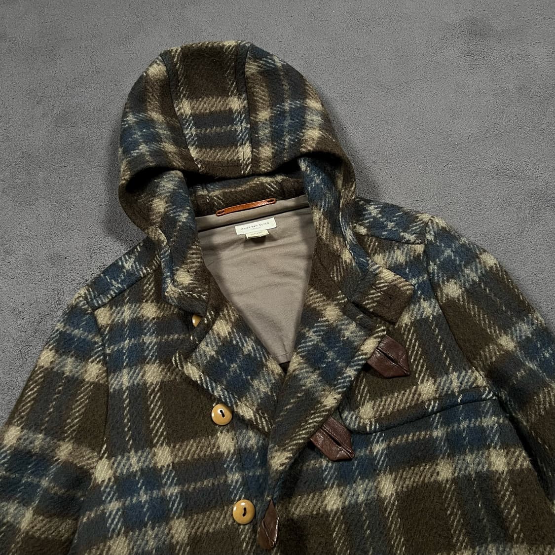 DRIES VAN NOTEN 드리스반노튼 브라운 체크 울 더플 코트 상품이미지2