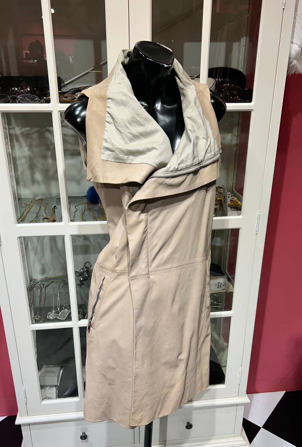 Rick Owens vest 릭오웬스 하이넥 비대칭 집업 베스트 상품이미지1
