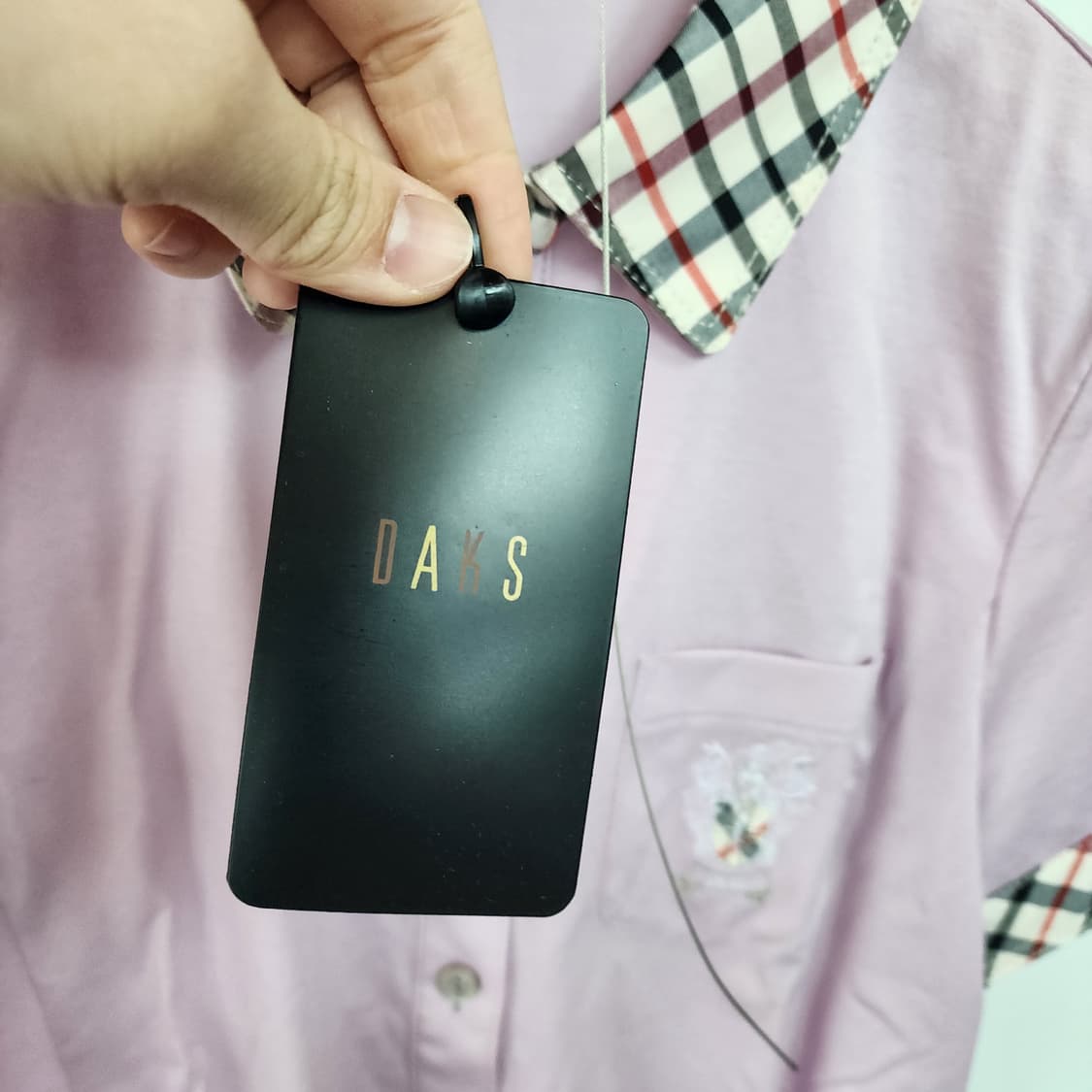 닥스 체크 배색 반팔 셔츠 핑크 상품이미지4