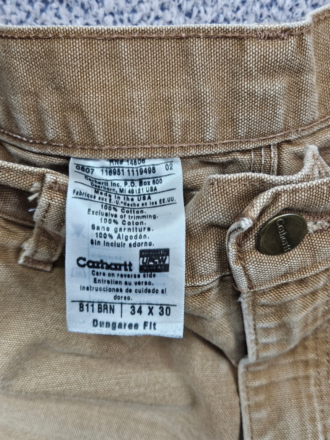 USA 칼하트 덕캔버스 싱글니 카펜터 워크팬츠 (34X30)/ 11733 상품이미지7