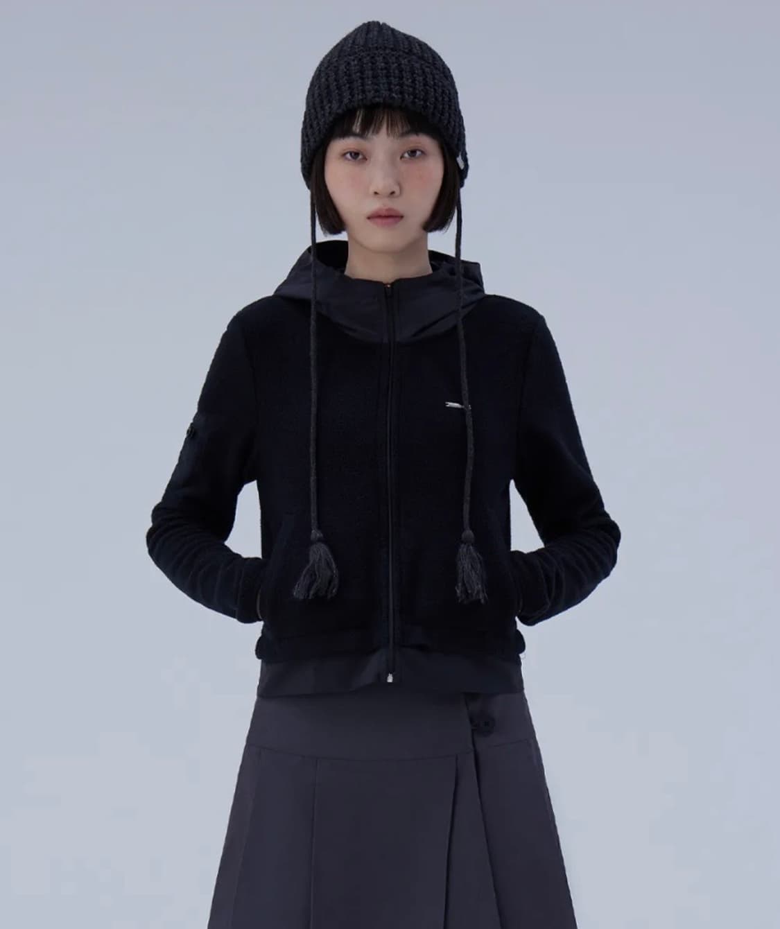 미세키서울 Fleece zip-up hoodie BLACK 판매합니다 상품이미지1