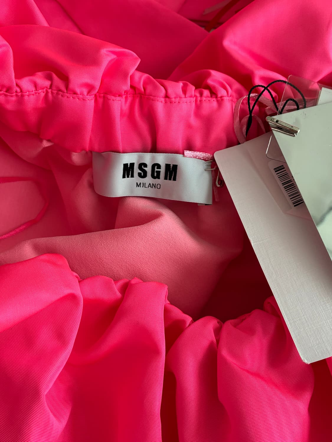 40) 새상품 MSGM 프릴 튜브 탑 네온 핑크 상품이미지4