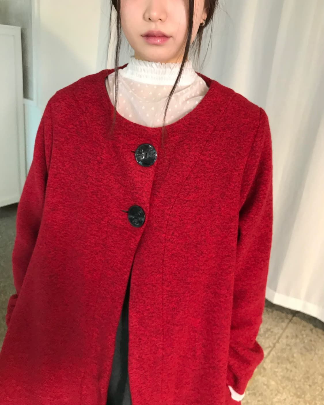 버튼 디테일 레드 코트  상품이미지6
