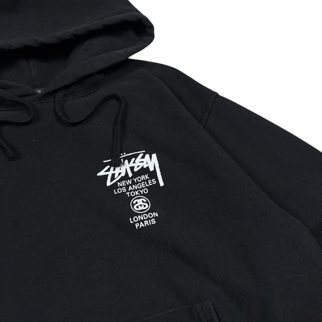 스투시 블랙컬러 월드투어로고 후드티 상품이미지4