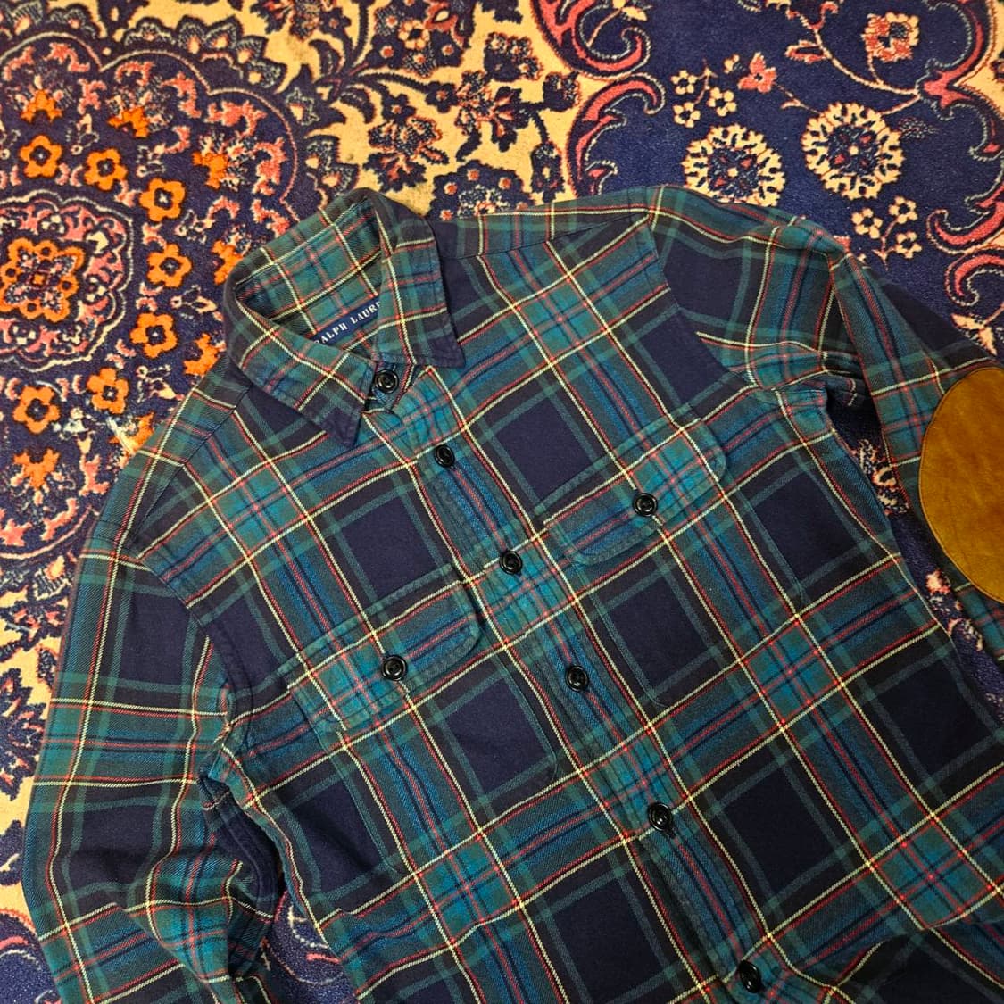 랄프로렌 타탄체크 스웨이드 팔패치 체크 셔츠  상품이미지4