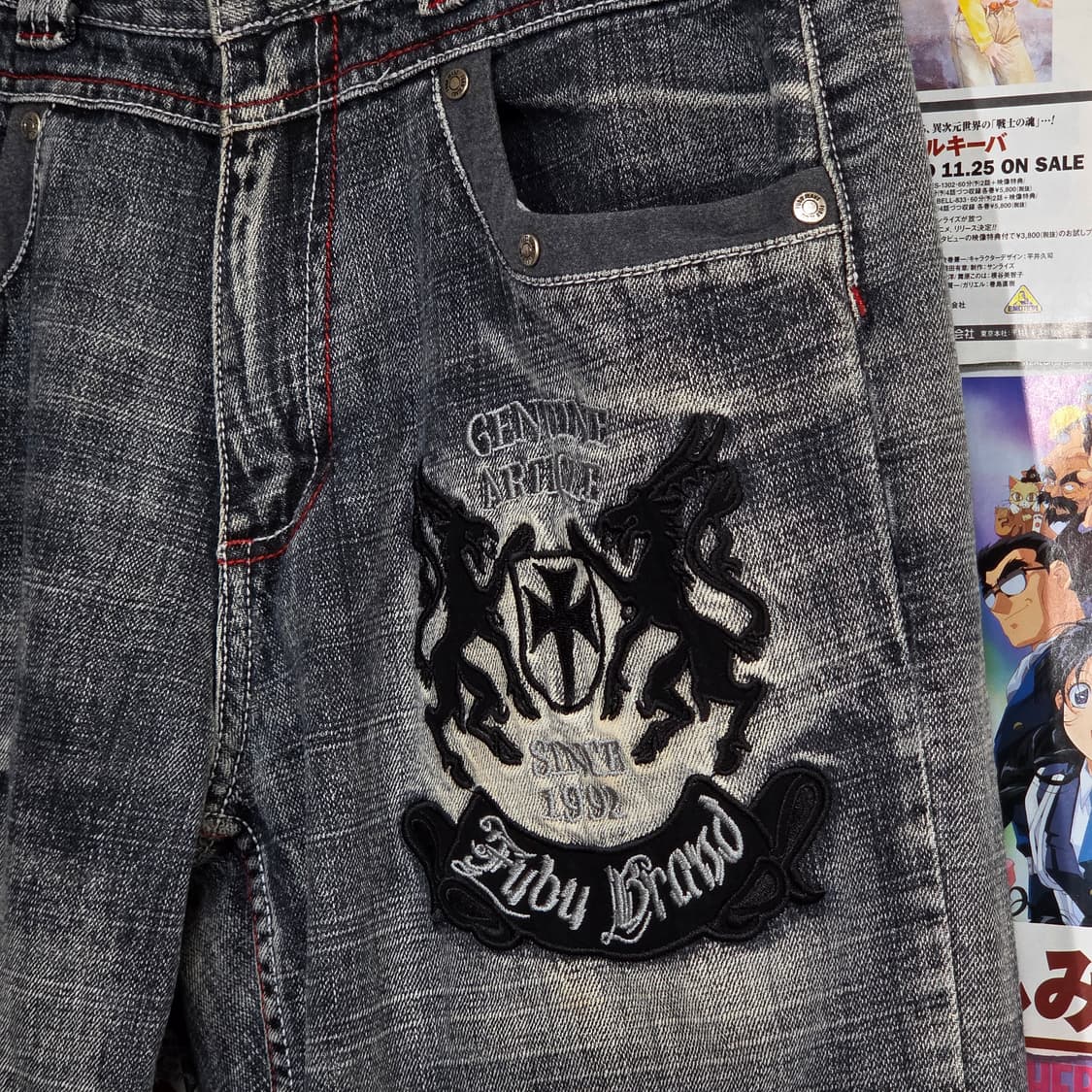 후부 올드스쿨 그레이 워싱 포켓 카고 데님 팬츠 상품이미지4