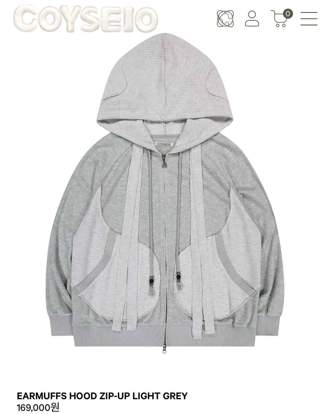 코이세이오 earmuffs 후드집업 라이트그레이 상품이미지1