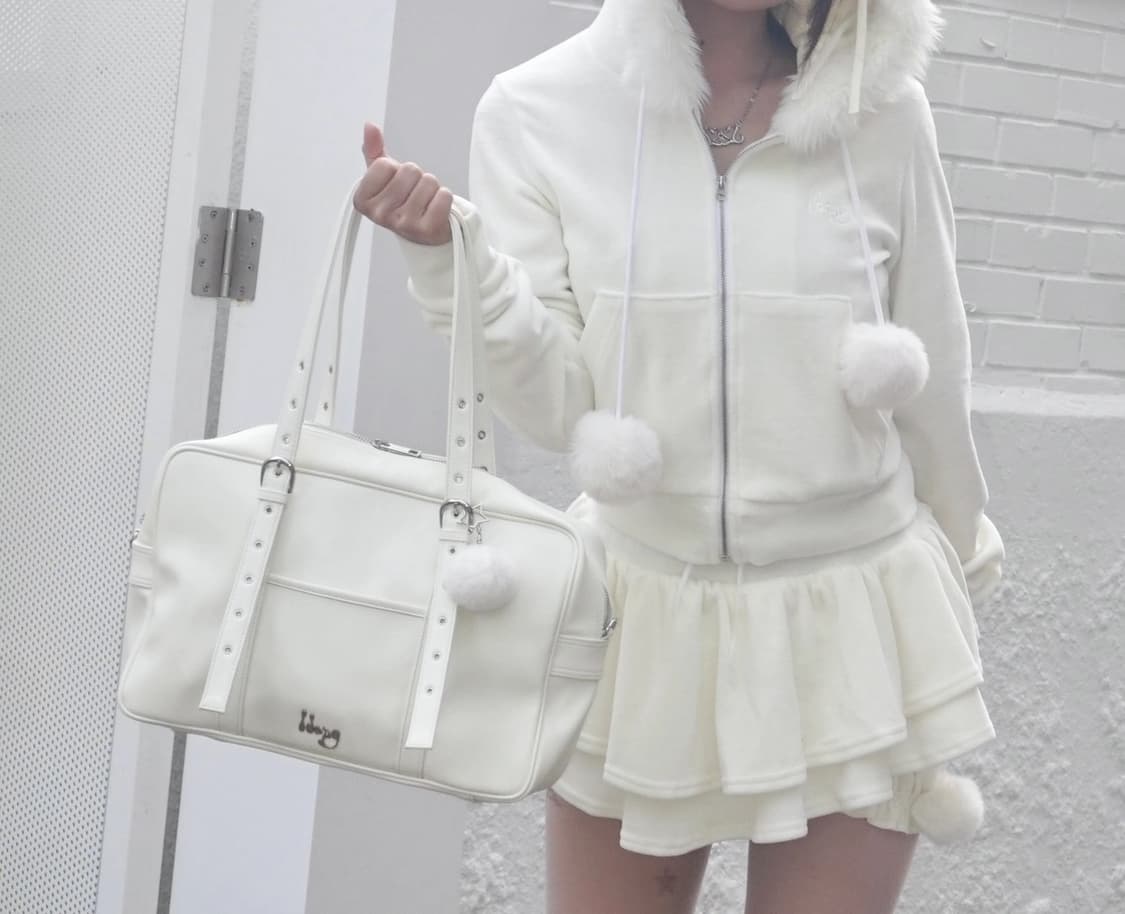 (~20일까지 할인) 아이당클럽 트레이닝 벨벳 셋업 우사기 화이트 빈티지 상품이미지2