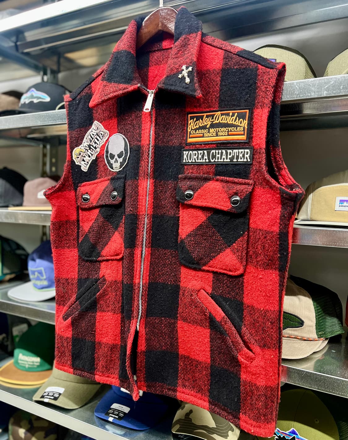 할뤼 레드체크 울 조끼  상품이미지3