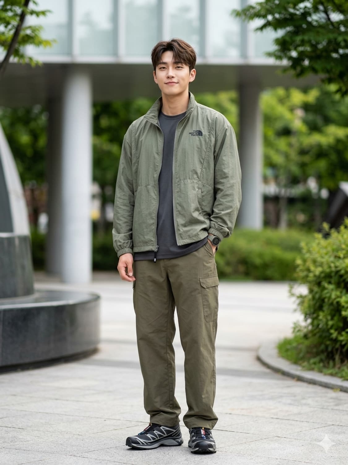 노스페이스 나일론 집업 바람막이 자켓 카키 상품이미지1