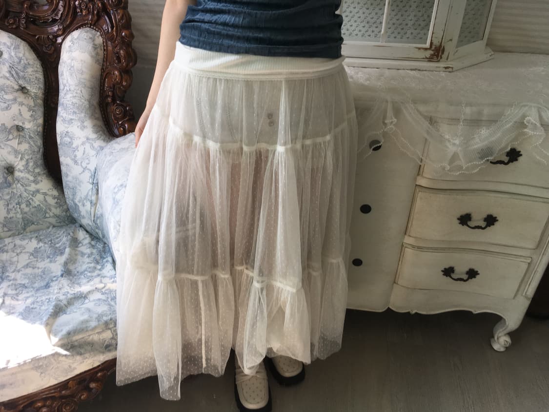 빈티지 도트 캉캉 레이스 스커트 상품이미지4