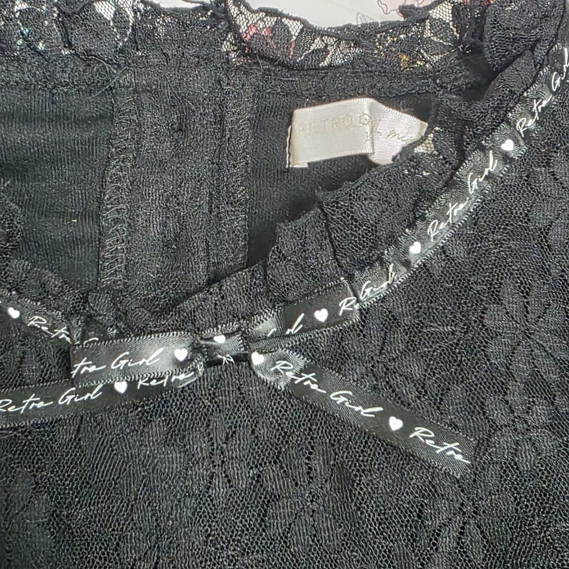 레트로걸 일본빈티지)블랙지뢰계st 고딕로리타 레이스하트프릴 긴팔 상품이미지2