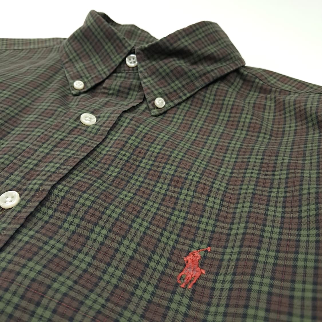 CL243 L 폴로 인도판 면 포니 그린 타탄체크 셔츠 남방 상품이미지3