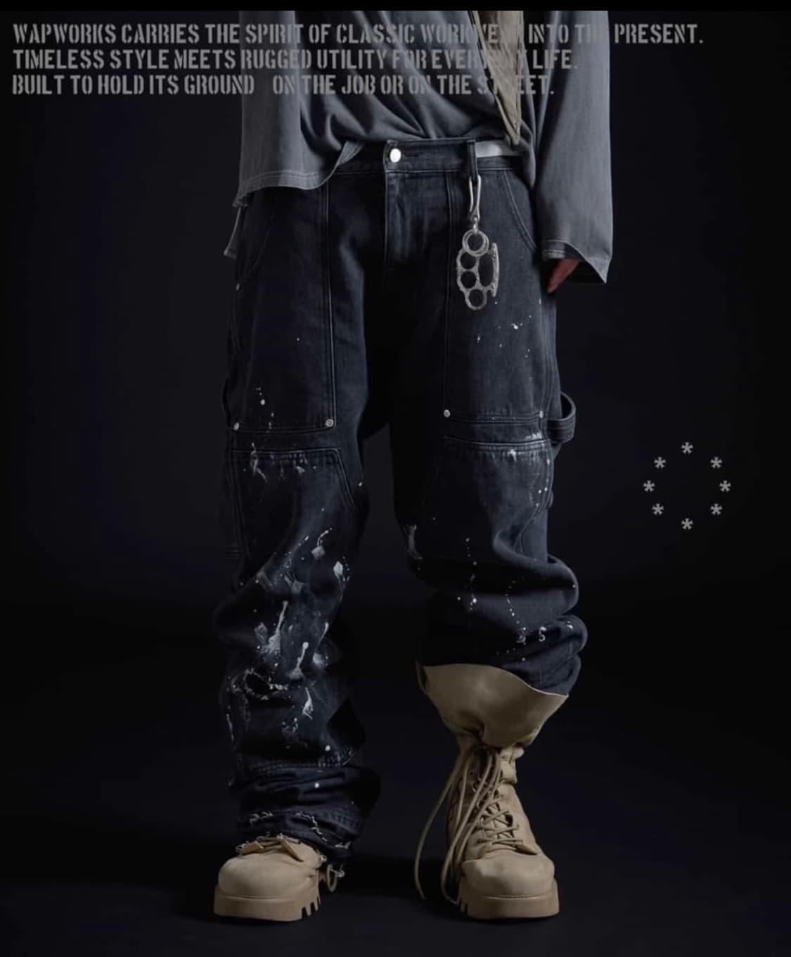 wapworks w049 더블니 카펜터 팬츠 상품이미지1