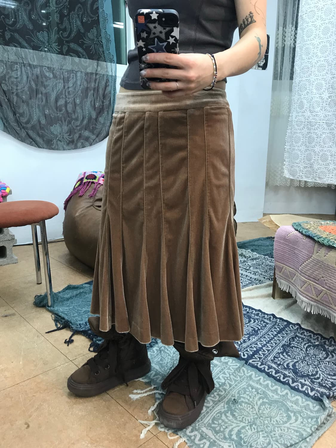 OPSEY 벨벳 미디스커트  상품이미지1