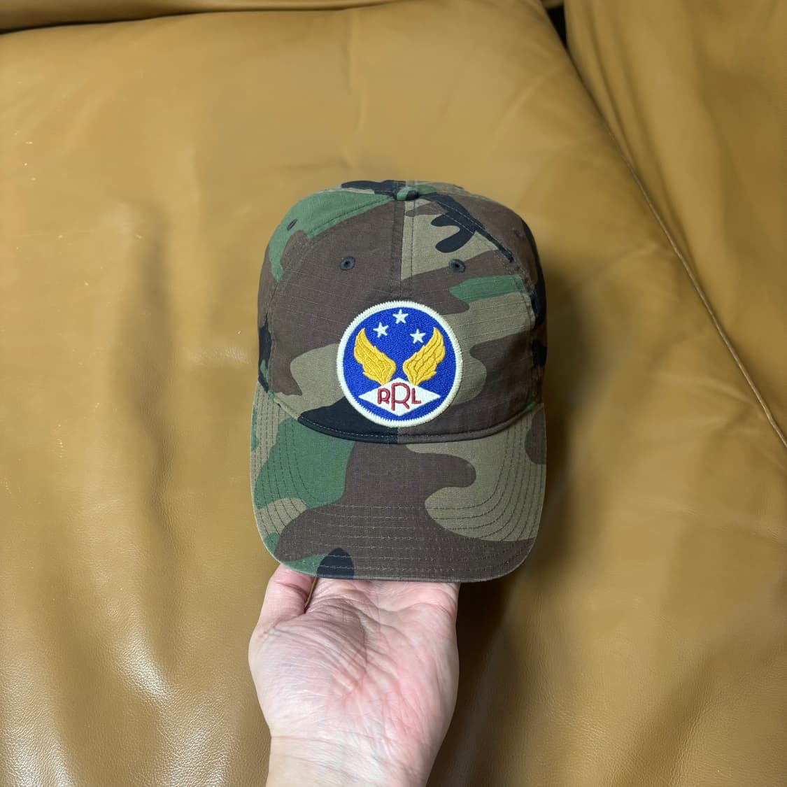 RRL 더블알엘 랄프로렌 폴로 윙로고 6패널 볼캡 모자 우드랜드 카모 상품이미지2