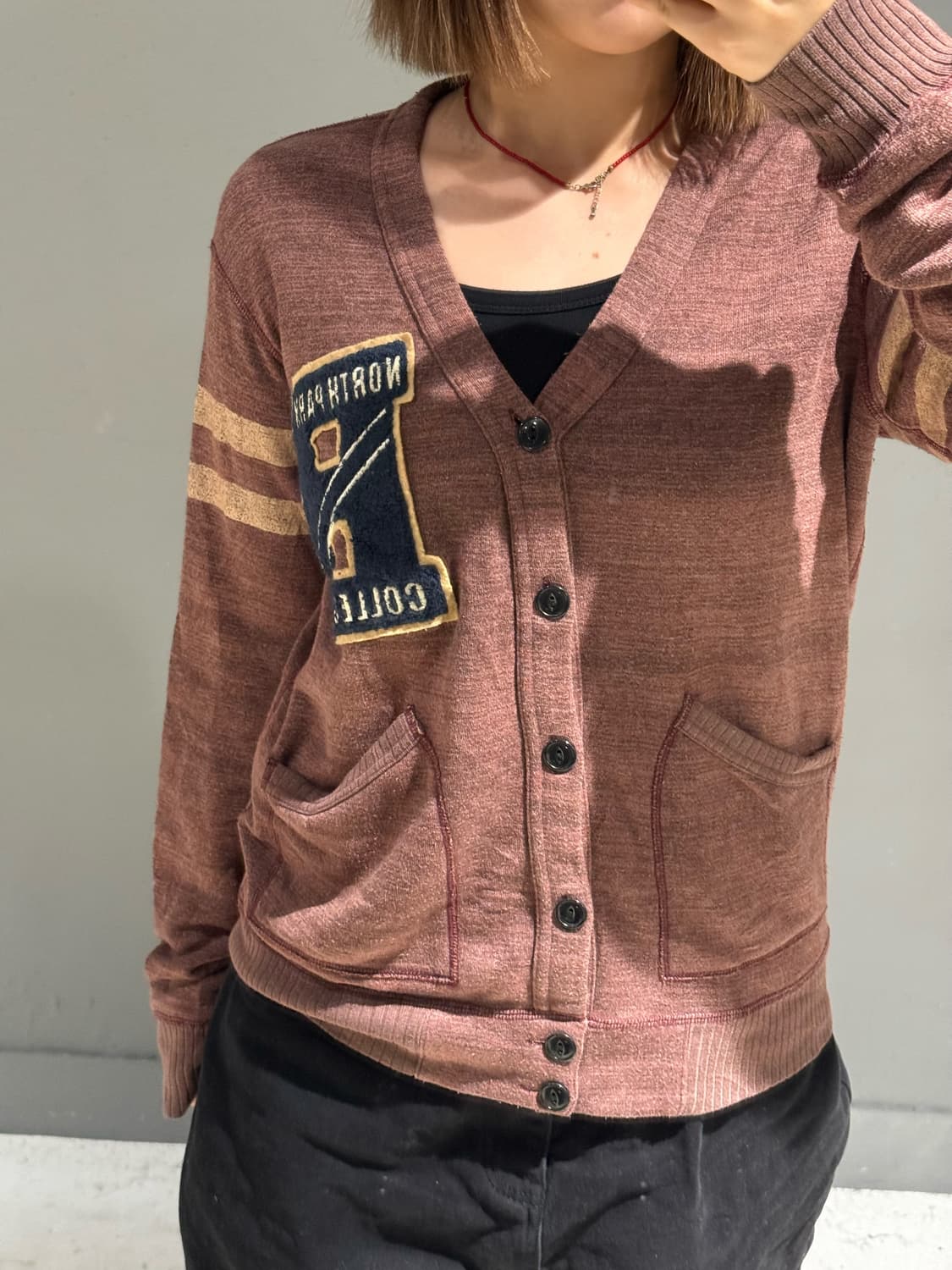 stitch detail line point cardigan 상품이미지3