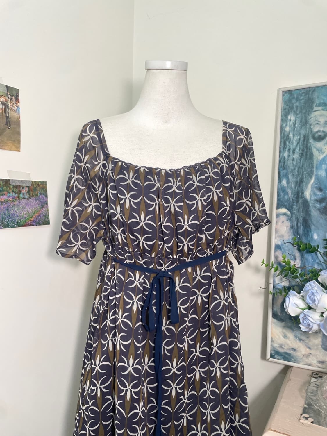 navy oriental mood bow midi opc(size-LL) 상품이미지4