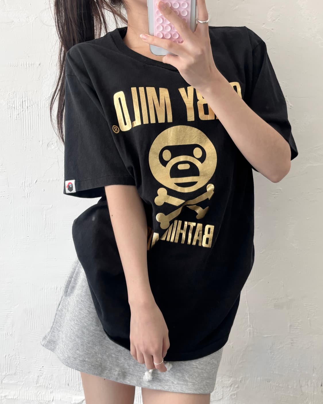 Bape 베이프 골드 베이비마일로 블랙컬러 티셔츠 상품이미지1