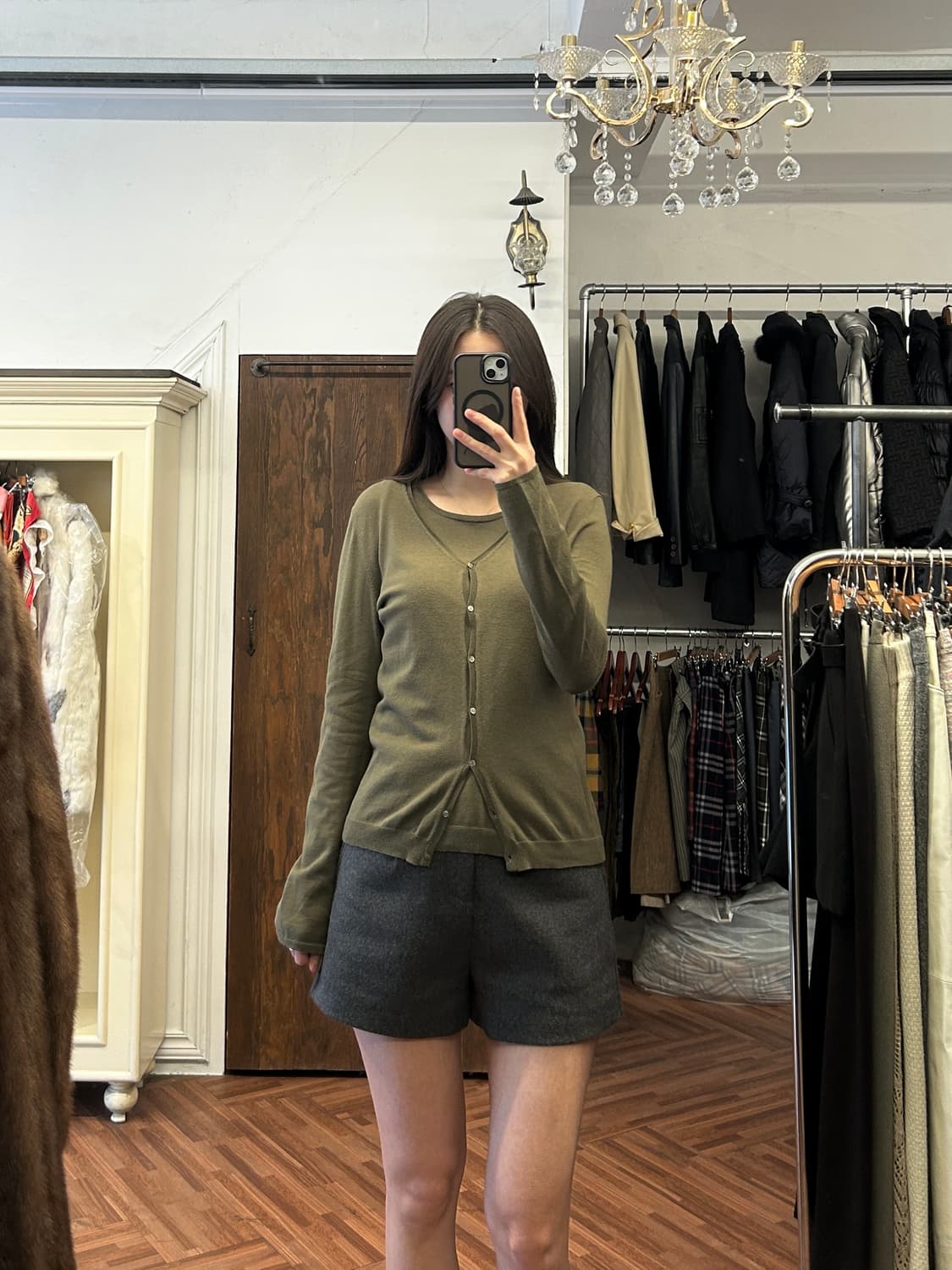 띠어리 정품 카키 나시가디건 앙상블 상품이미지8