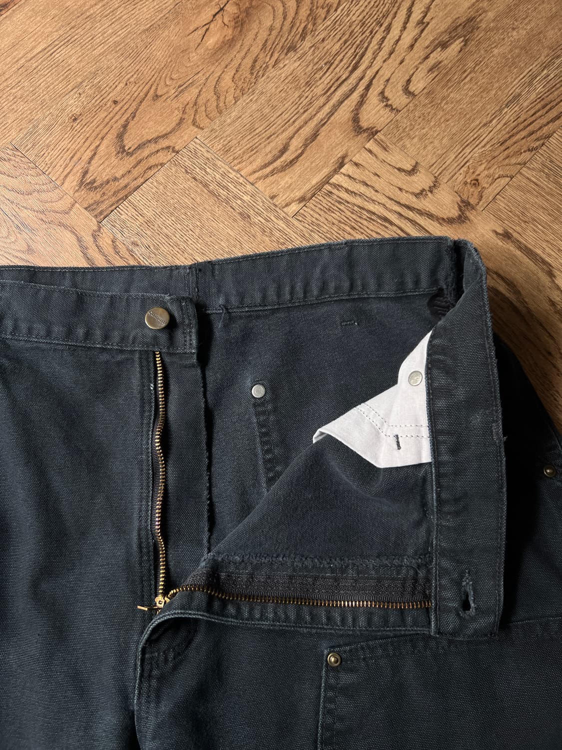 [34]칼하트 USA 빈티지 워싱 블랙 더블니 워크 팬츠 상품이미지3