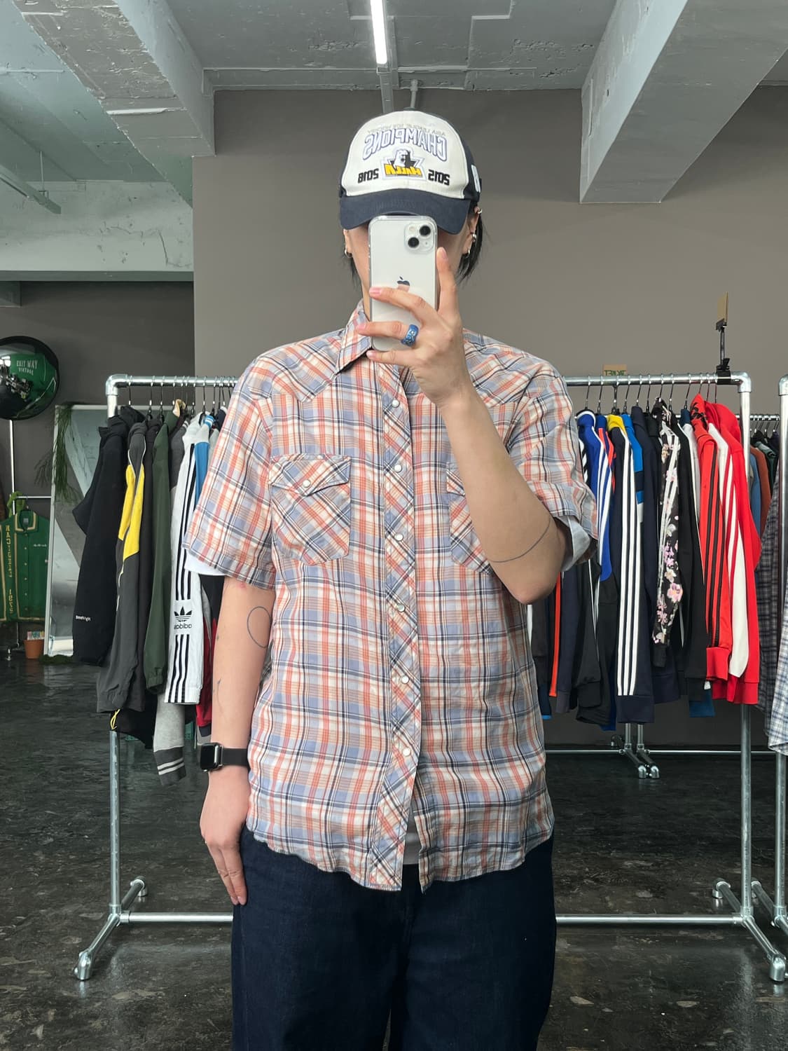 랭글러 웨스턴 체크 반팔 셔츠 상품이미지1