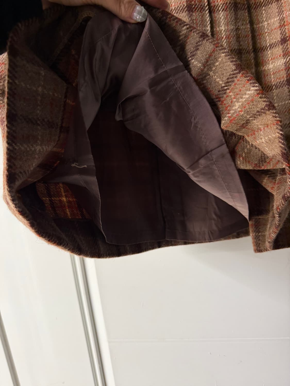 일본빈티지 울 체크 플리츠 미디스커트 상품이미지6