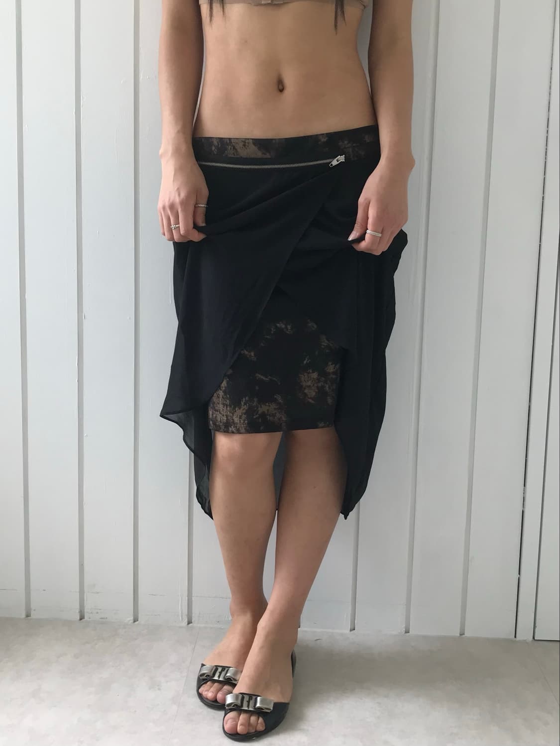 Zip layer mesh Midi Skirt 상품이미지2