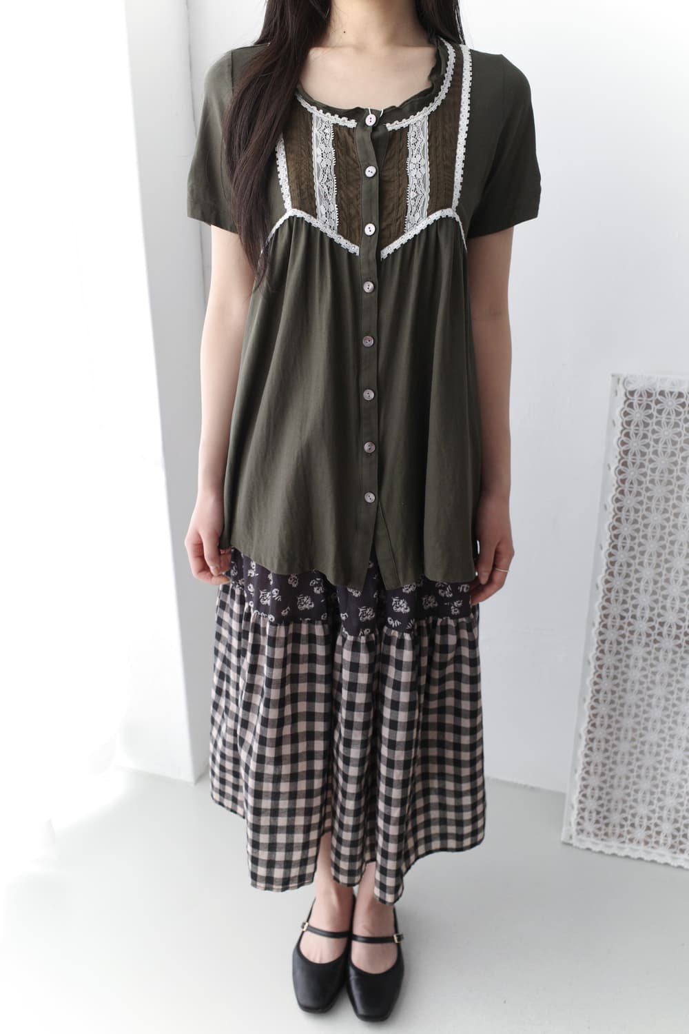 flower check skirt 상품이미지4