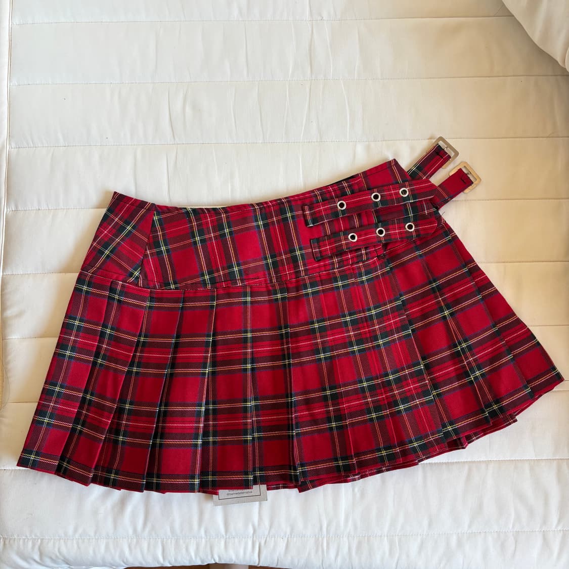 BANNED 레드 체크 플리츠 펑크 스커트 XS 새상품 상품이미지1