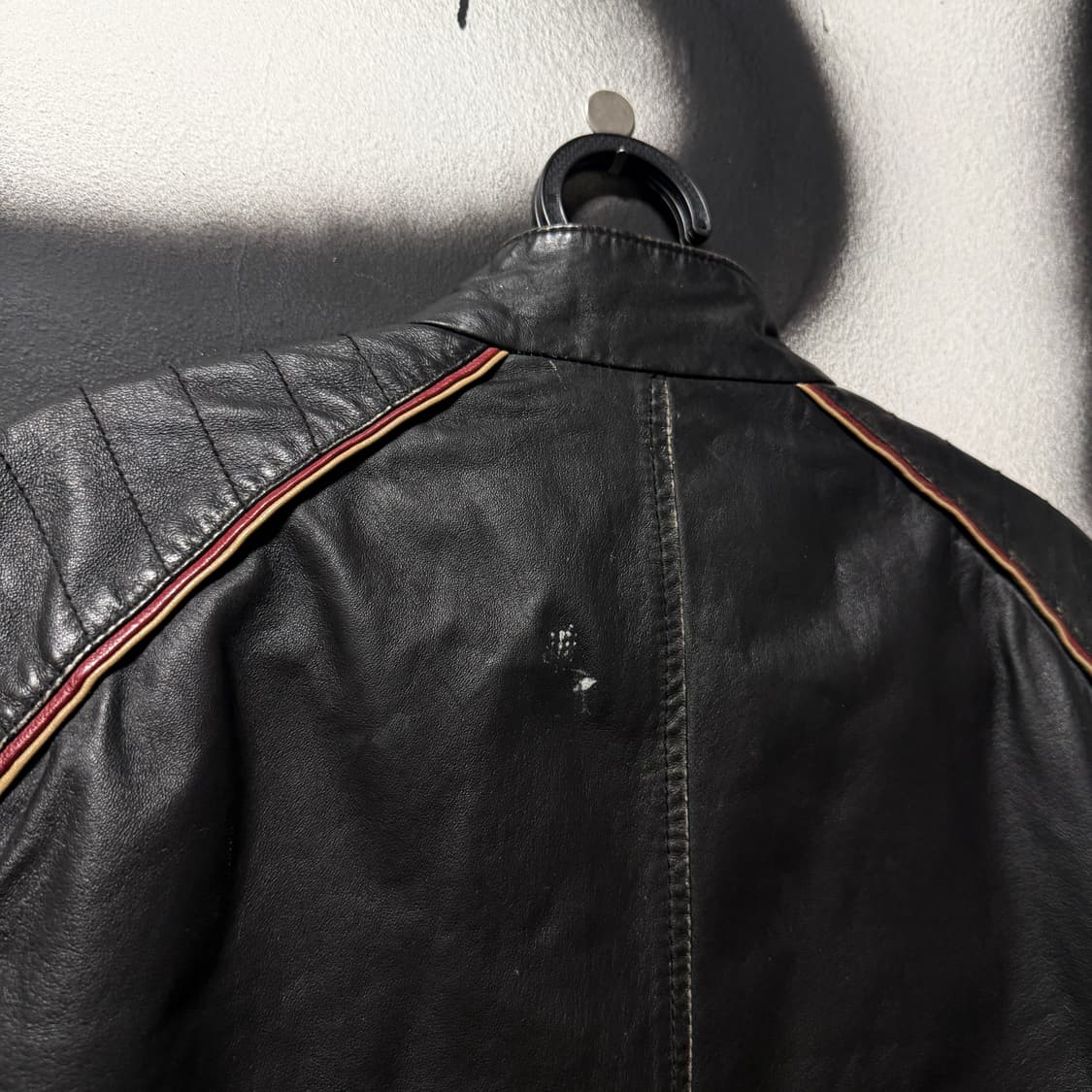 VTG 빈티지 100% 쉽스킨 양가죽 배색 퀼팅 싱글 바이커 자켓 상품이미지7